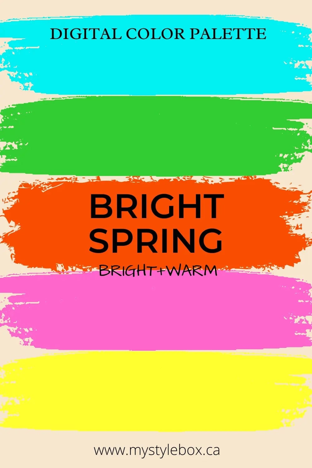 Bright Spring Digital Color Palette and Hair Color Guide