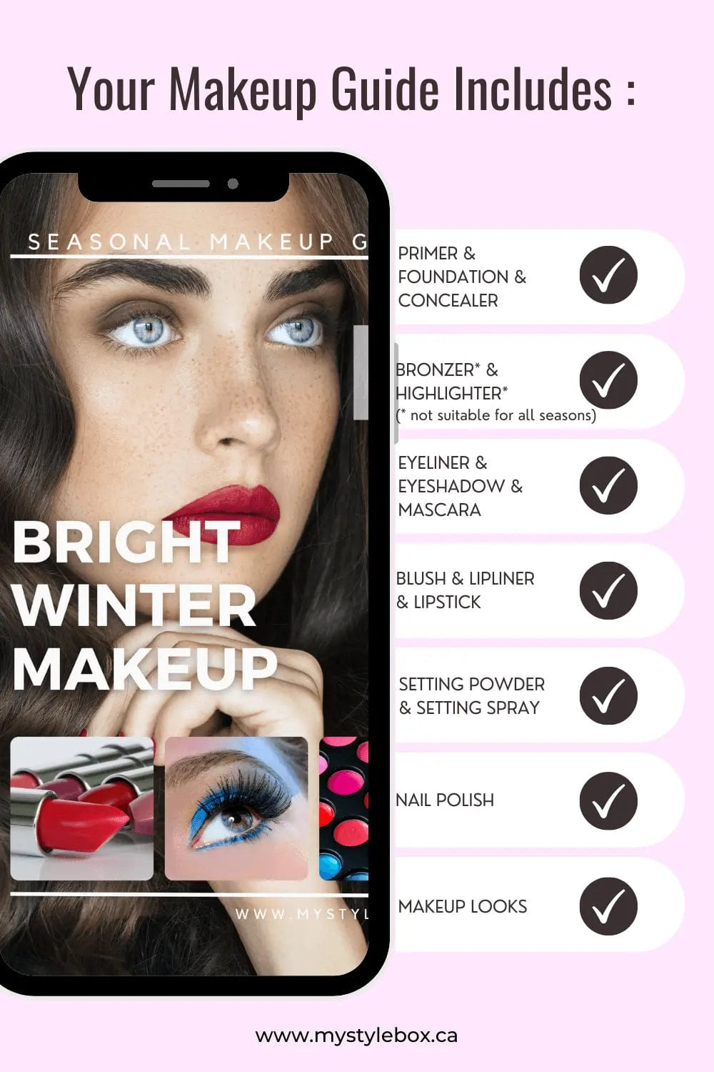 Bright Winter Digital Color Palette and Makeup Guide