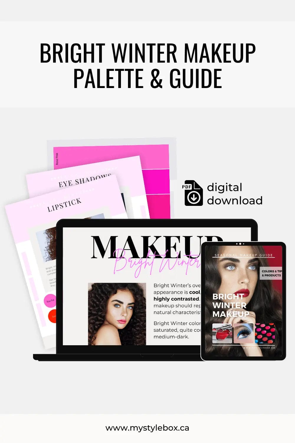 Bright Winter Digital Color Palette and Makeup Guide