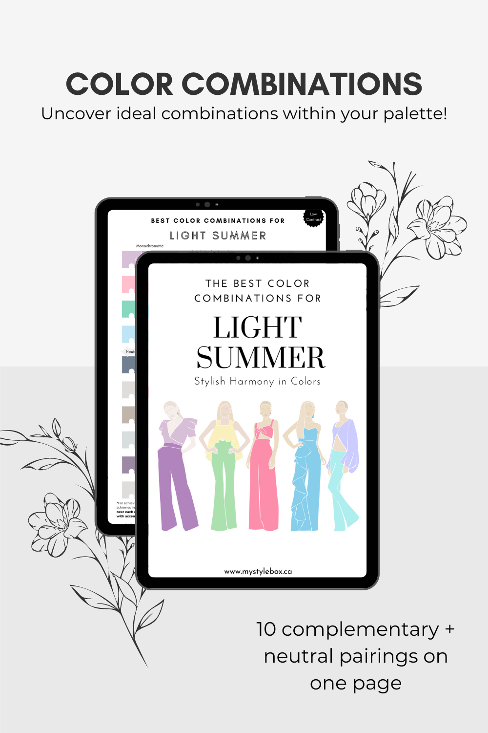Light Summer Season Digital Color Palette and Color Combinations