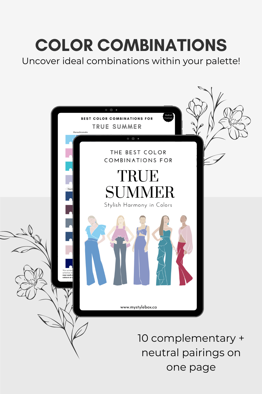 True Summer Season Digital Color Palette and Color Combinations