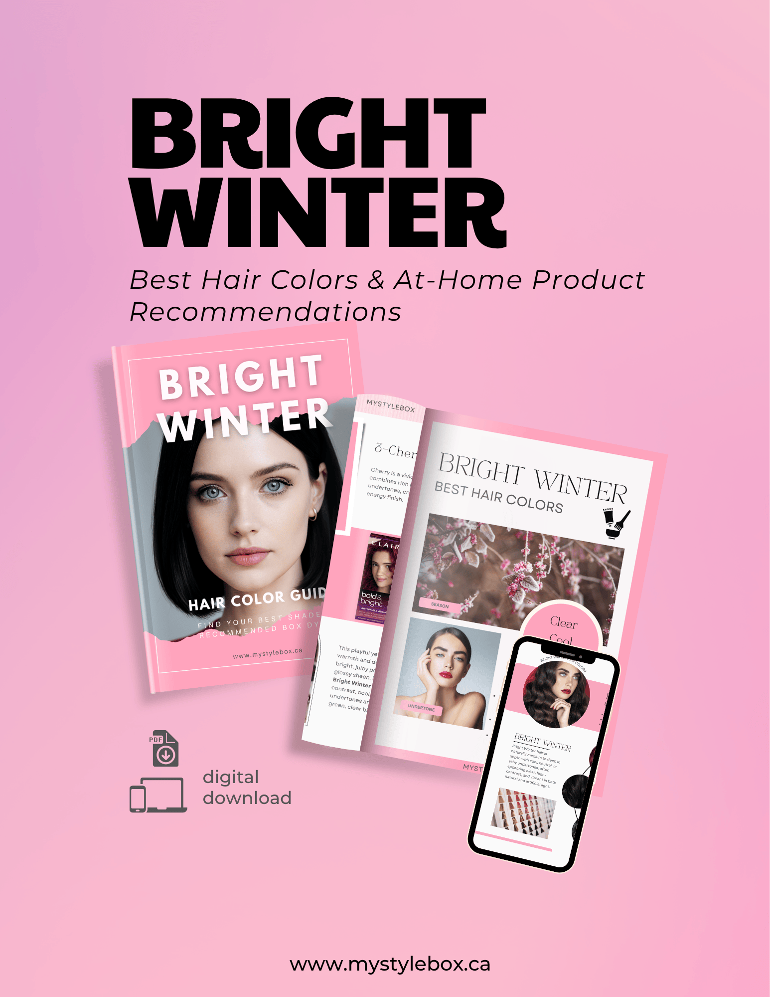 Bright Winter Digital Color Palette and Hair Color Guide