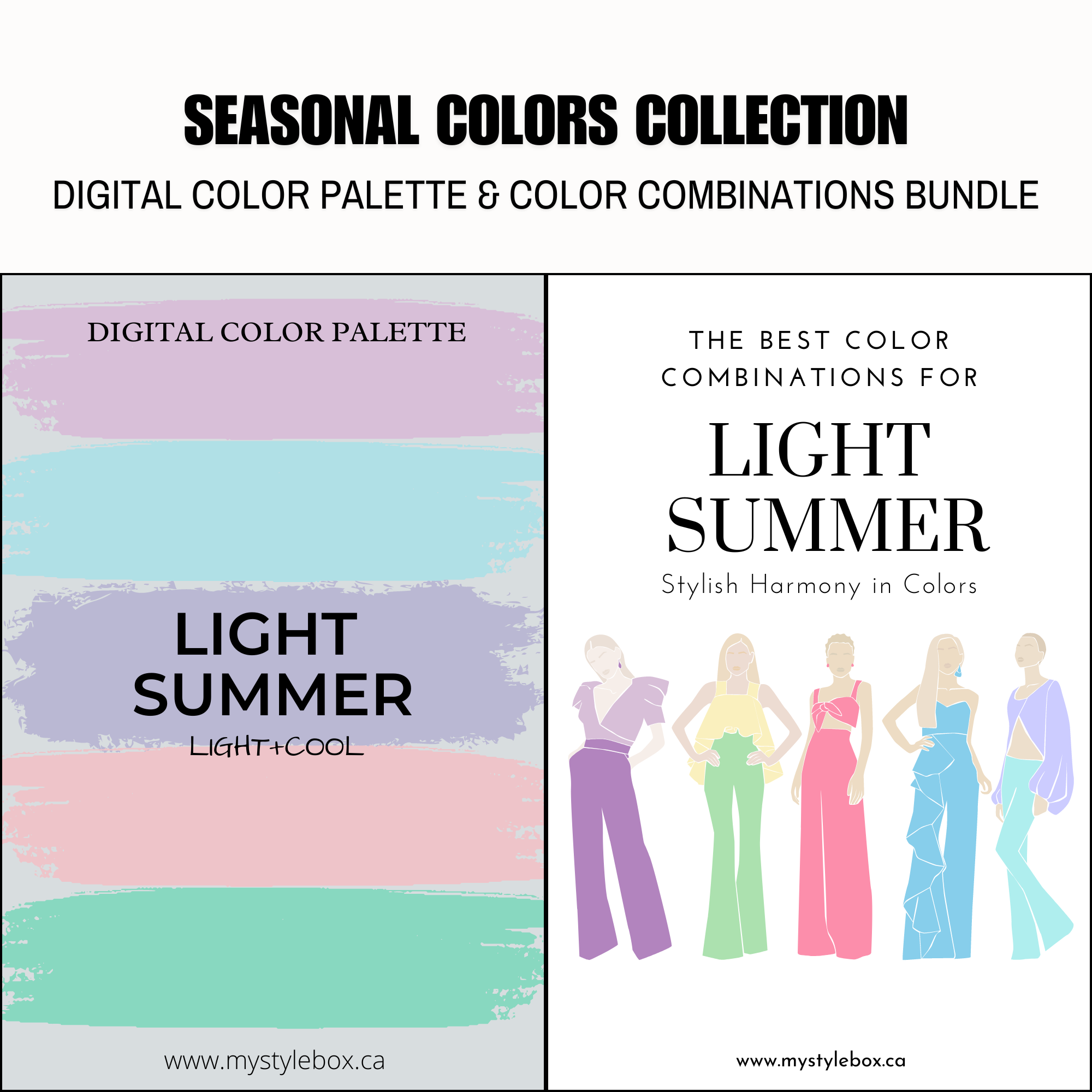 Light Summer Season Digital Color Palette and Color Combinations Bundle
