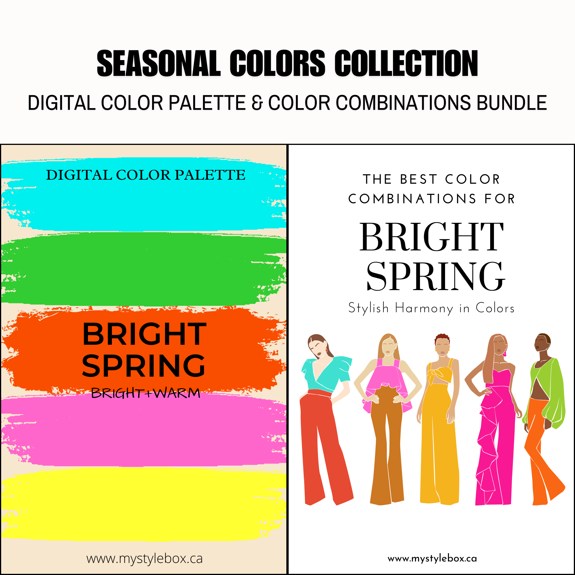 Paquete de combinaciones de colores y paleta de colores digitales Bright Spring Season