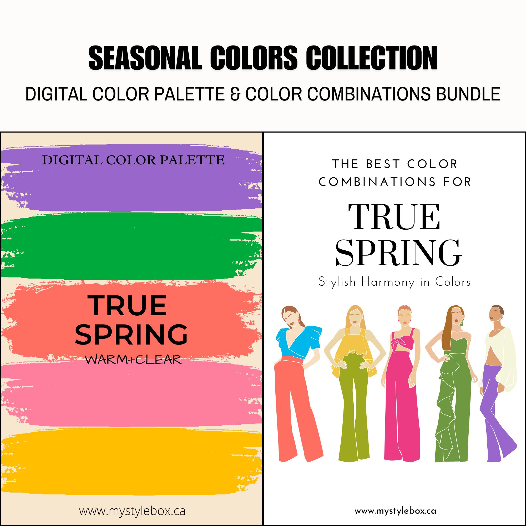 Paquete de paleta de colores digitales y combinaciones de colores True Spring Season