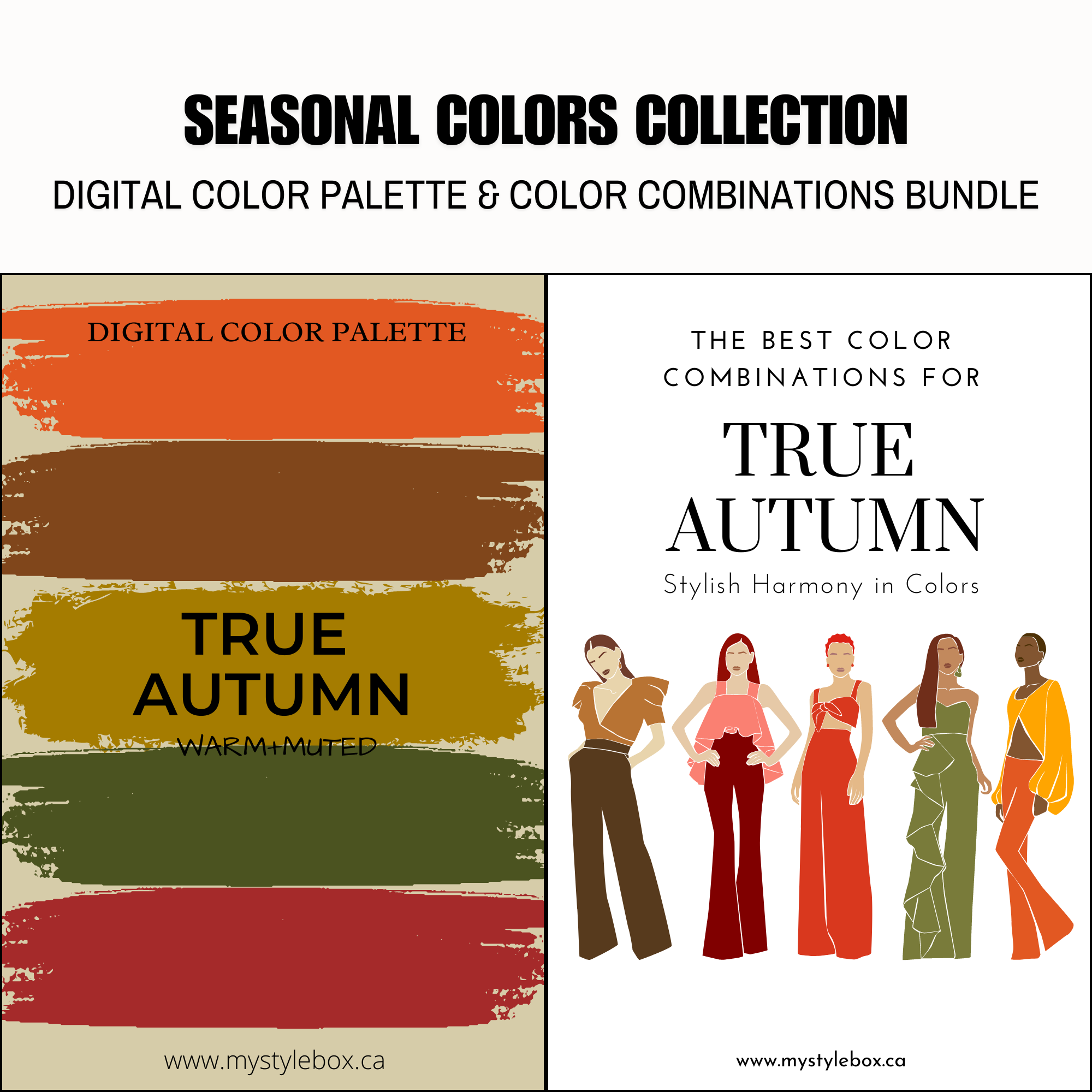 True Autumn Season Digital Color Palette and Color Combinations Bundle