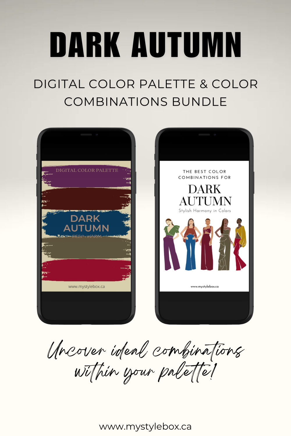 Dark Autumn Season Digital Color Palette and Color Combinations Bundle