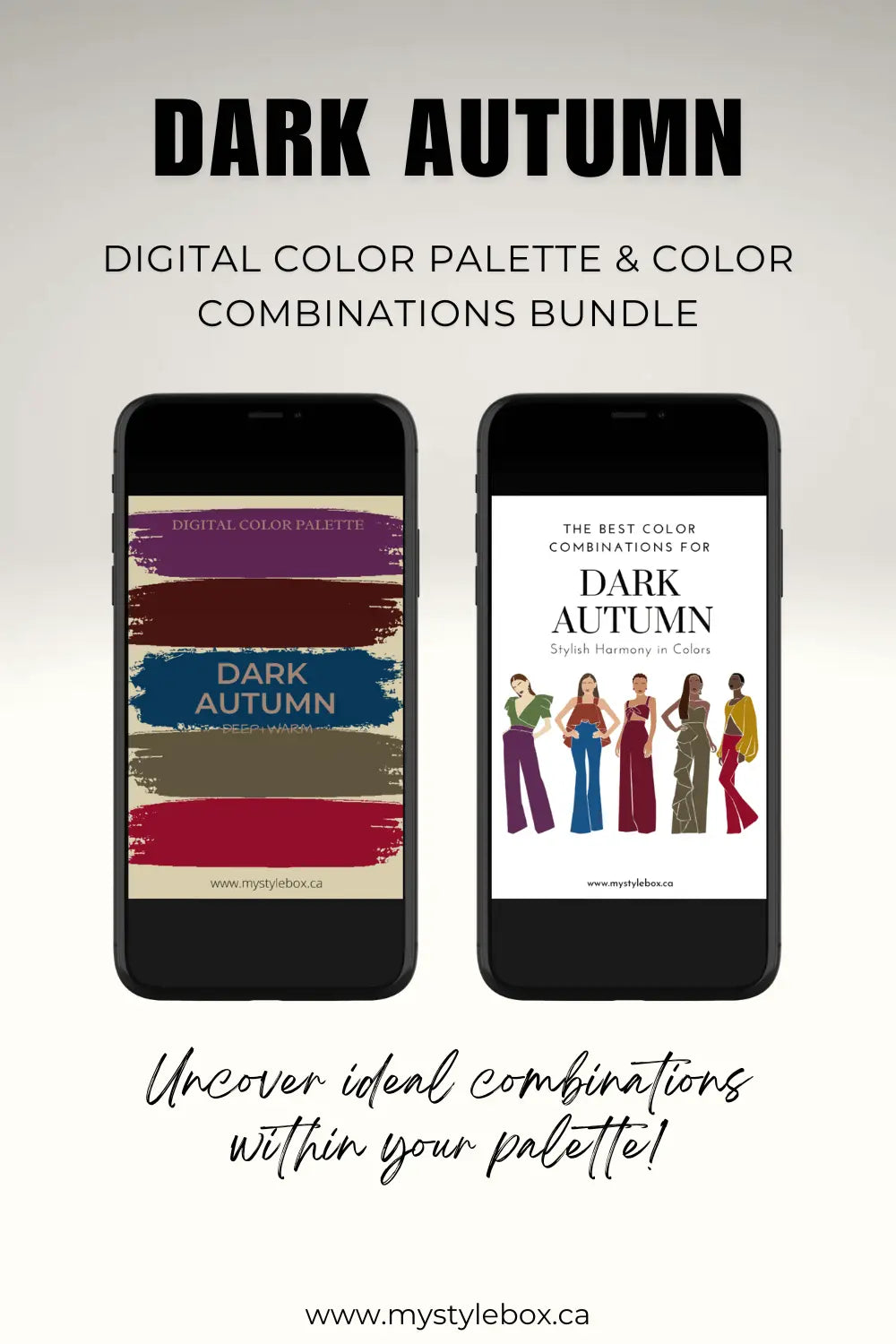 Dark Autumn Season Digital Color Palette and Color Combinations Bundle