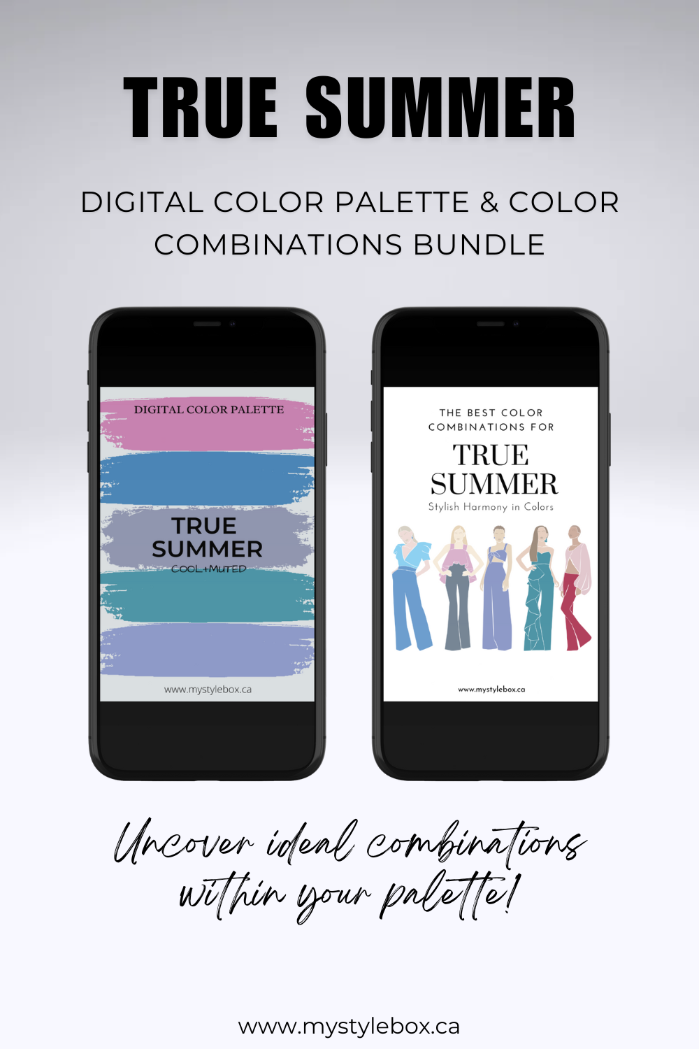 True Summer Season Digital Color Palette and Color Combinations Bundle
