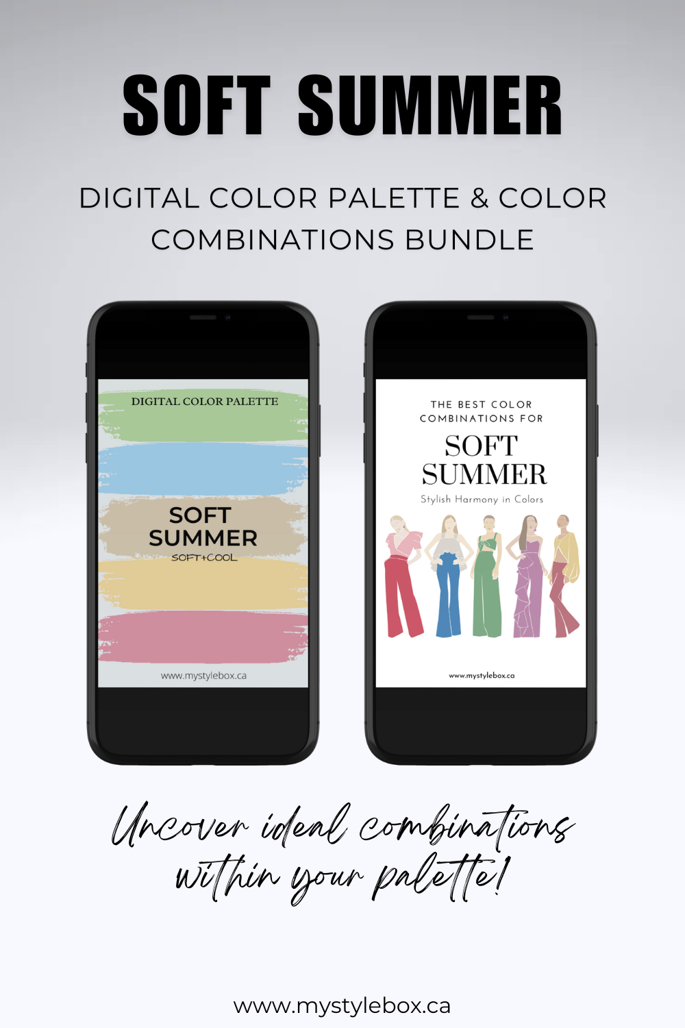 Soft Summer Season Digital Color Palette and Color Combinations Bundle