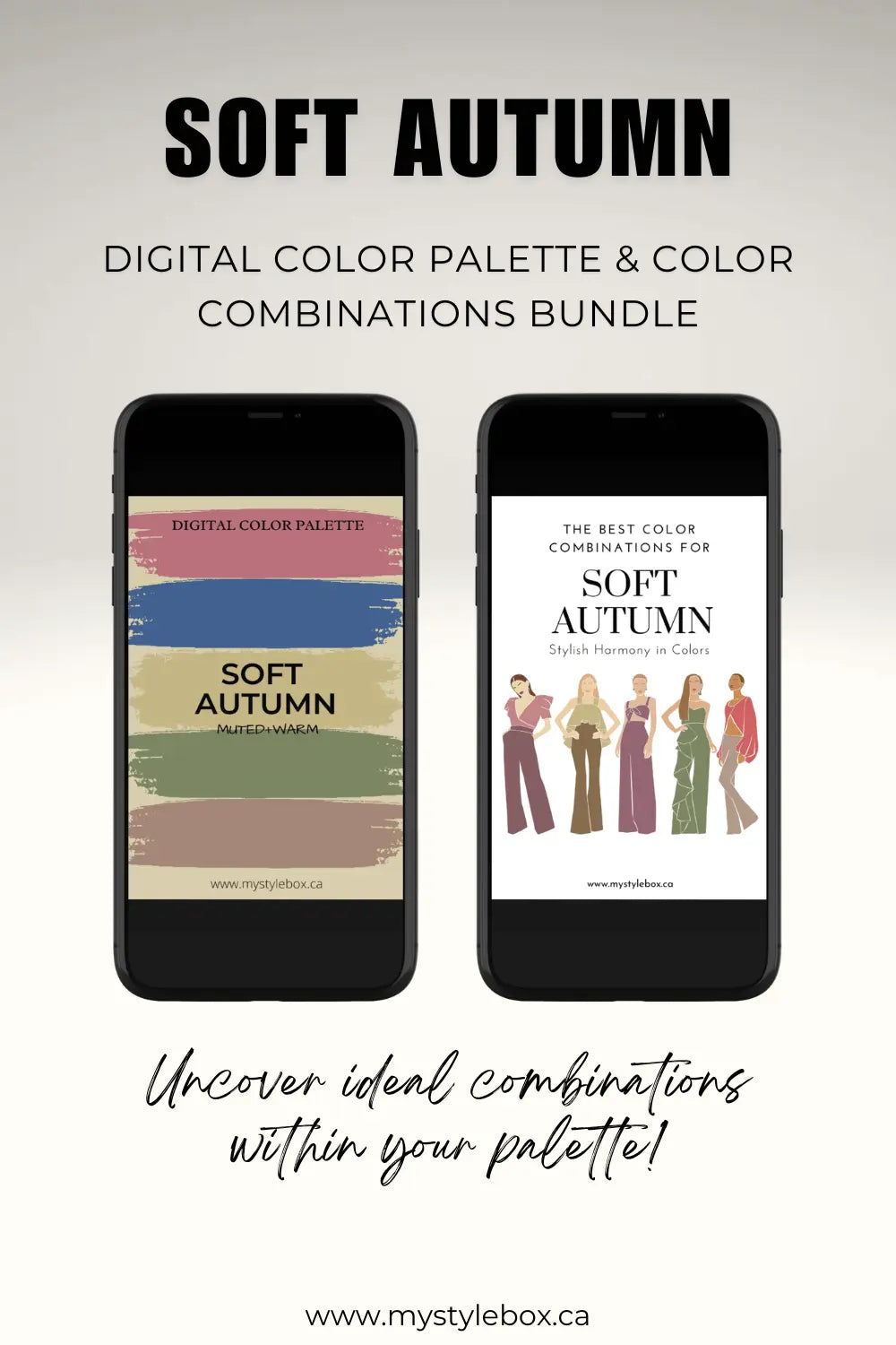 Soft Autumn Season Digital Color Palette and Color Combinations Bundle