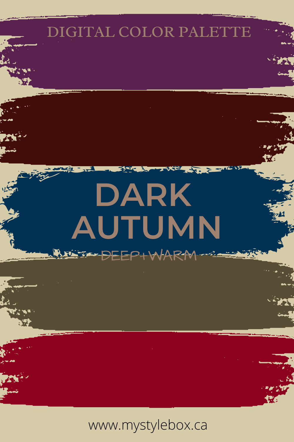 Paleta de colores oscuros (profundos) de la temporada de otoño