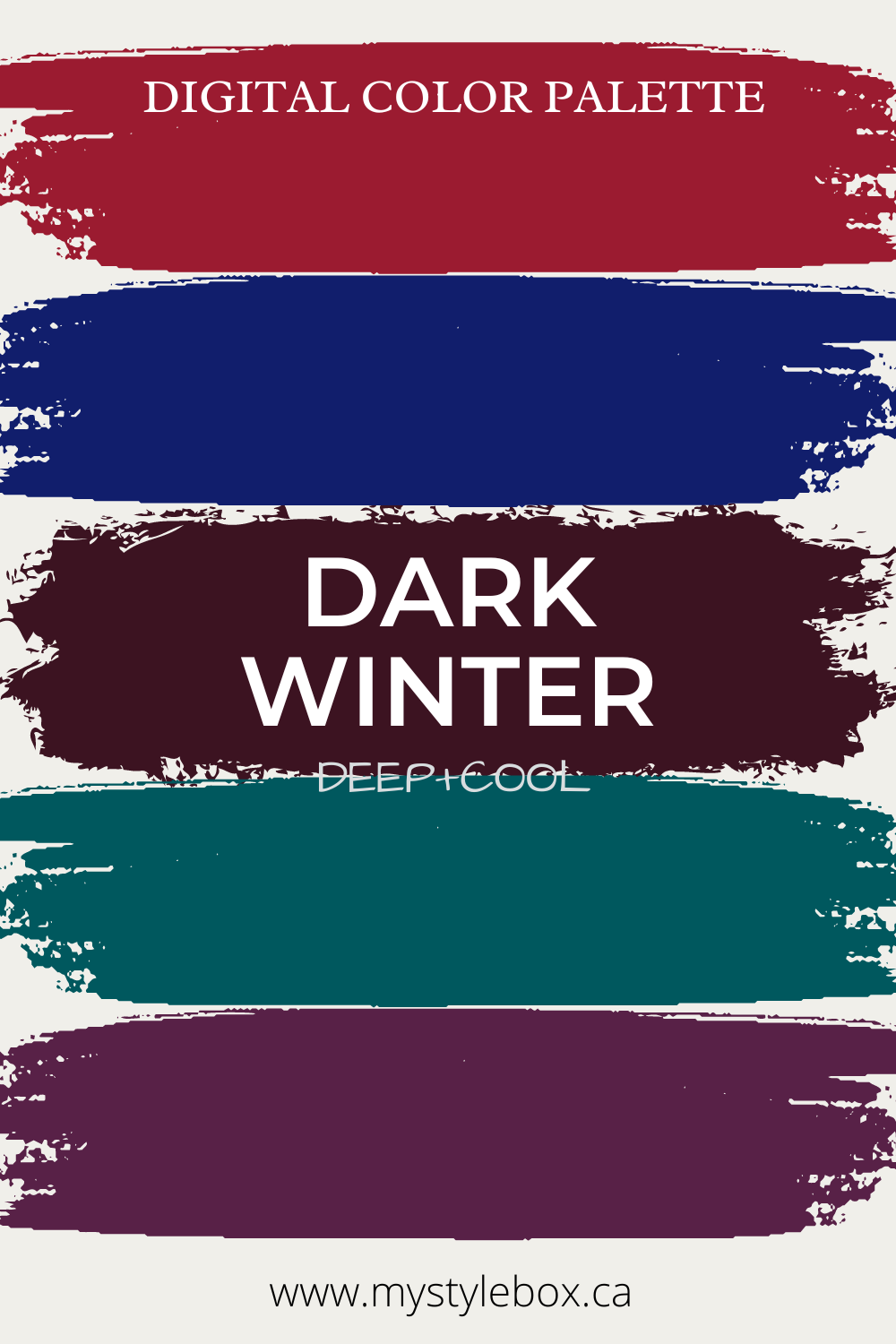 Paleta de colores oscuros (profundos) de la temporada de invierno