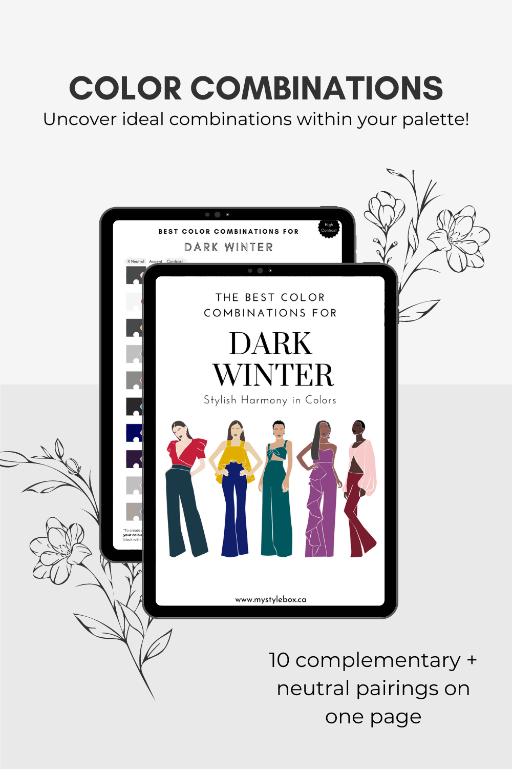 Dark Winter Season Digital Color Palette and Color Combinations