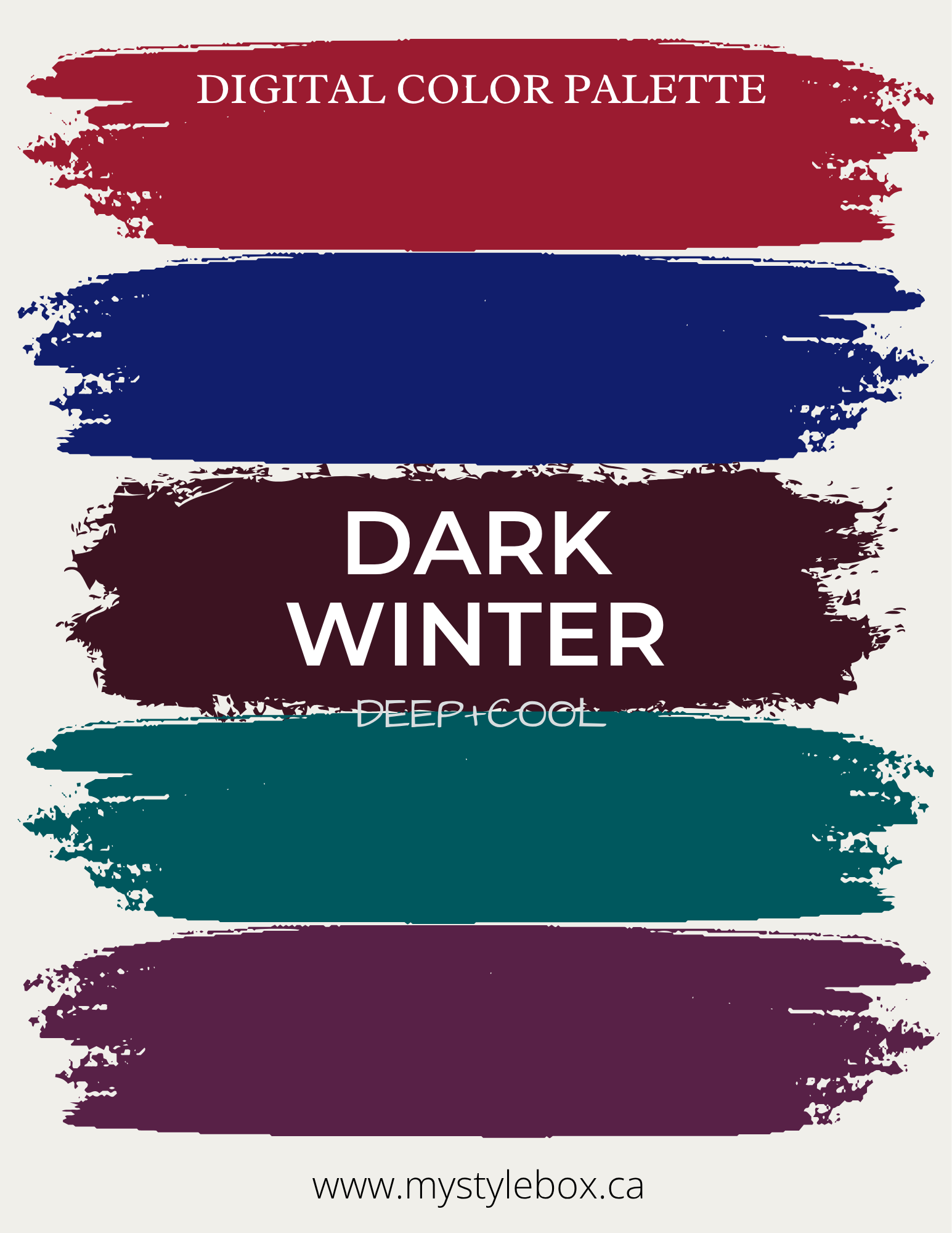 Dark Winter Digital Color Palette and Hair Color Guide