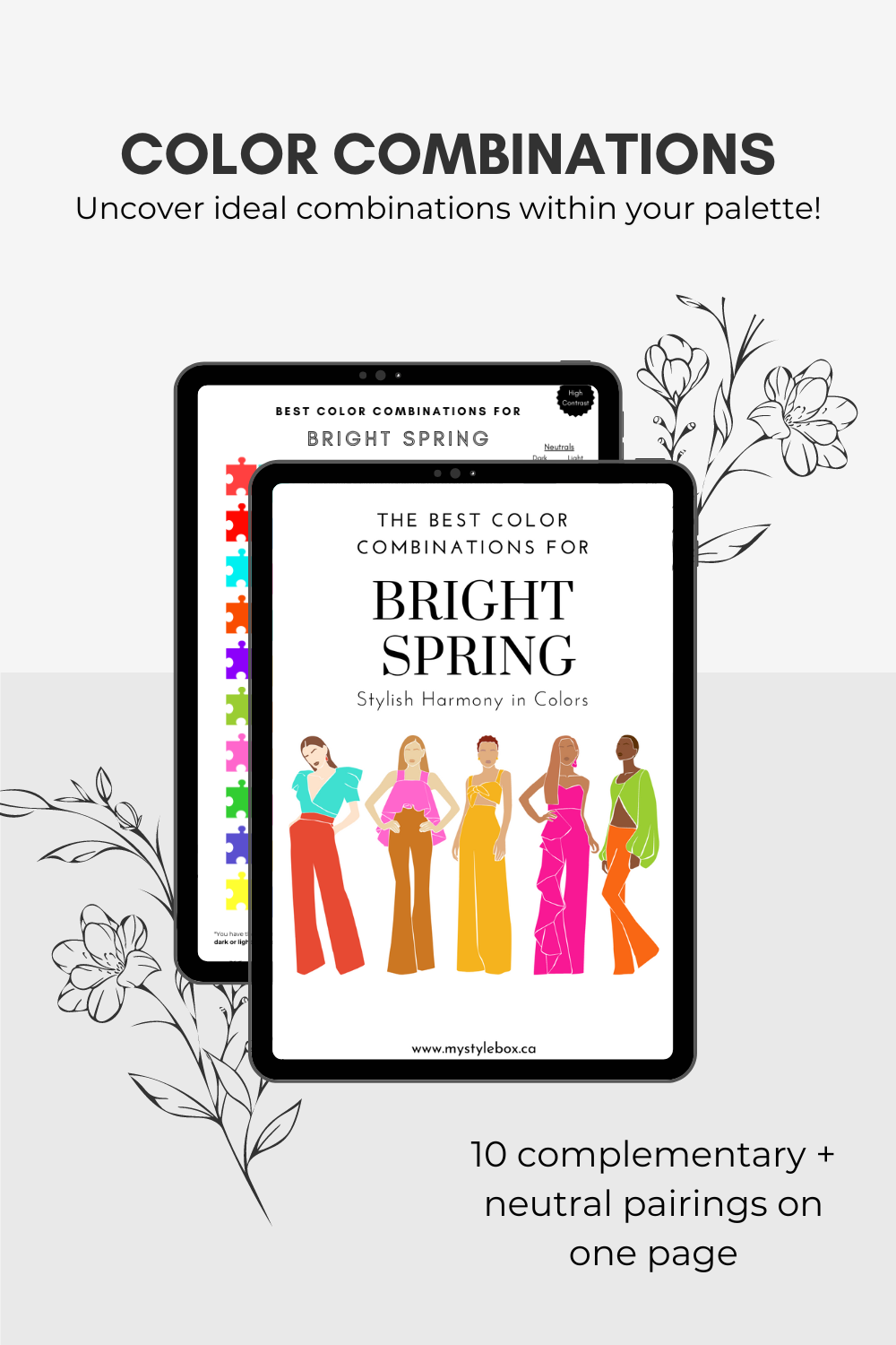 Bright Spring Season Digital Color Palette and Color Combinations Bundle