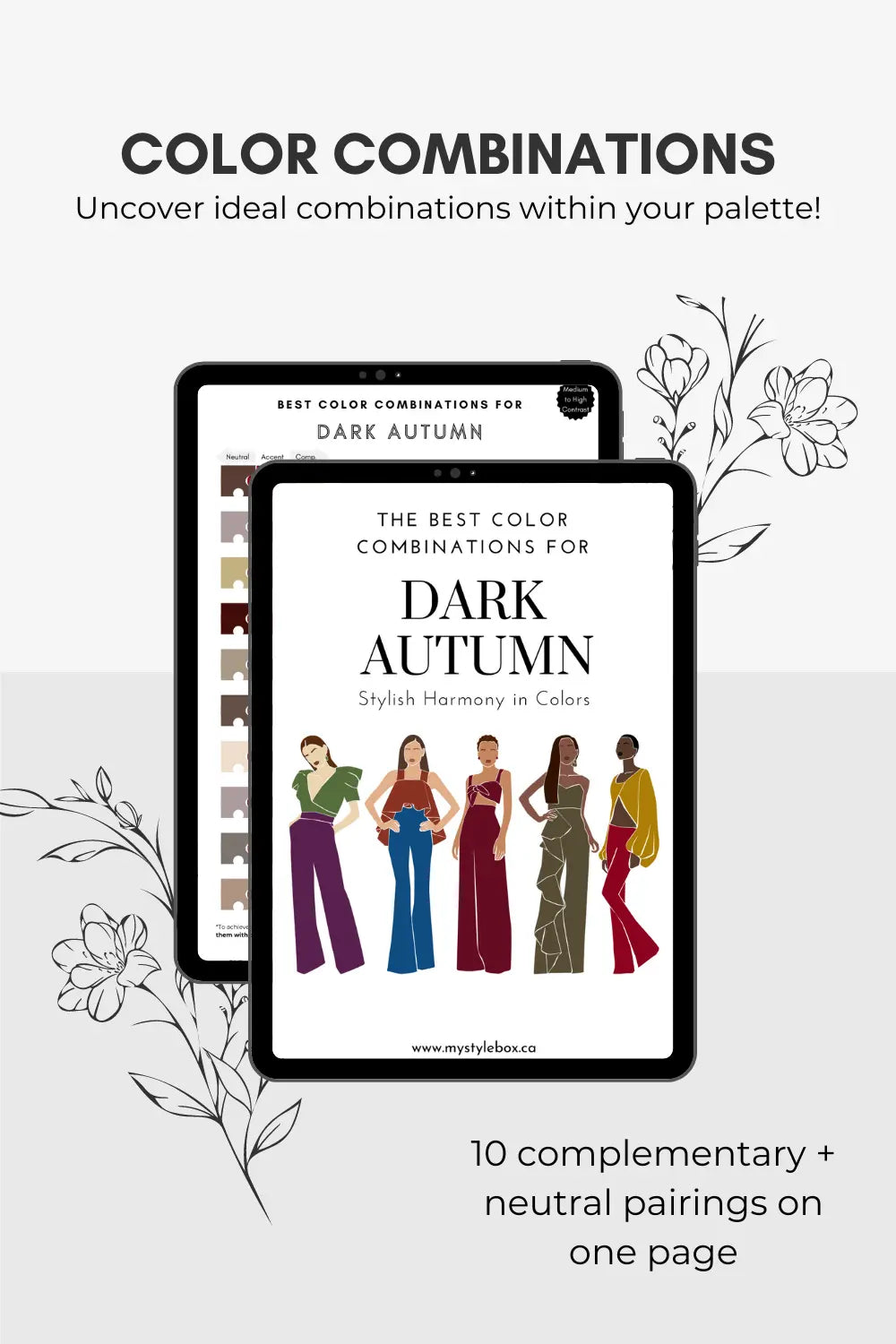 Dark Autumn Season Digital Color Palette and Color Combinations Bundle