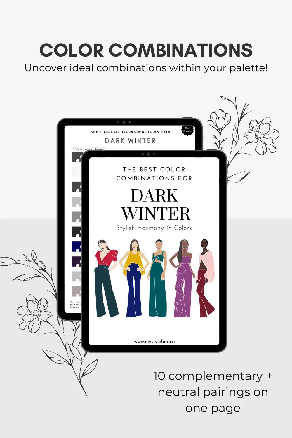 Dark Winter Season Digital Color Palette and Color Combinations Bundle