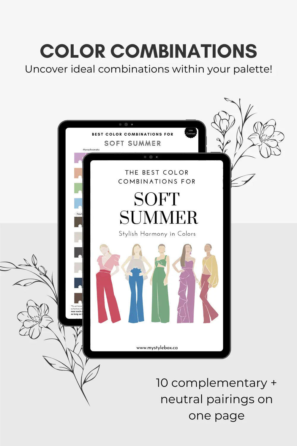 Soft Summer Season Digital Color Palette and Color Combinations Bundle