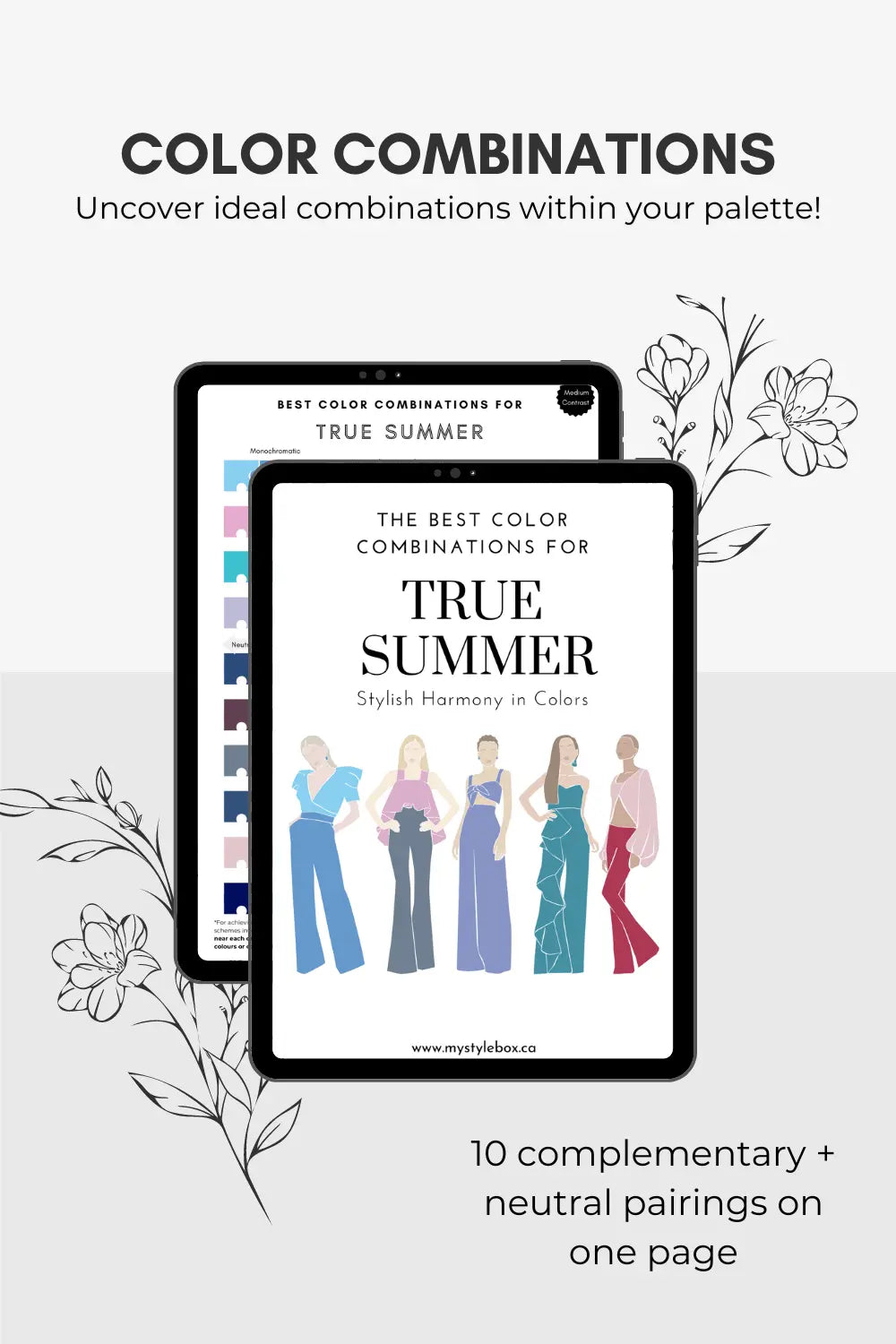 True Summer Season Digital Color Palette and Color Combinations Bundle