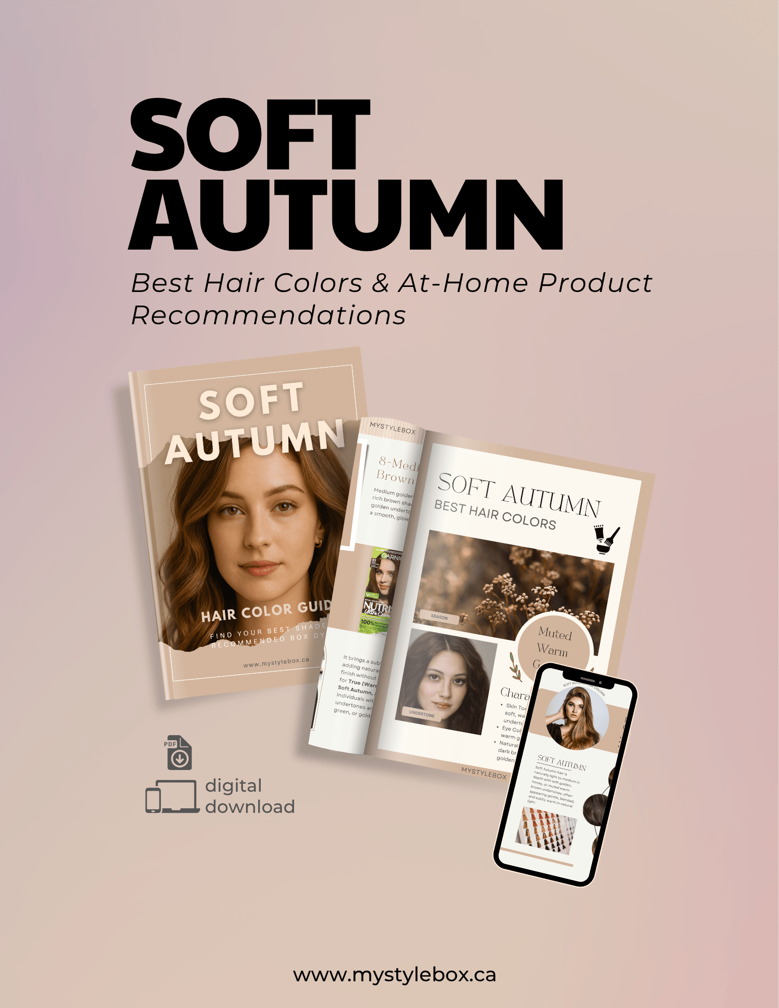 Soft Autumn Digital Color Palette and Hair Color Guide