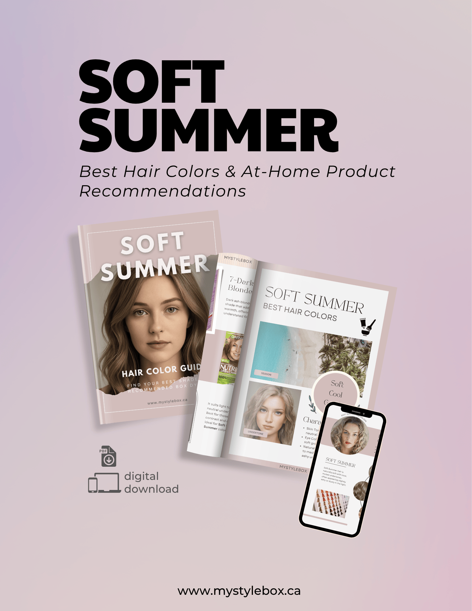 Soft Summer Digital Color Palette and Hair Color Guide