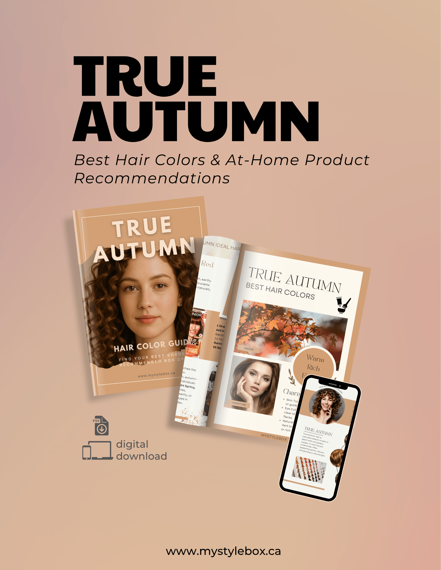 True Autumn Digital Color Palette and Hair Color Guide