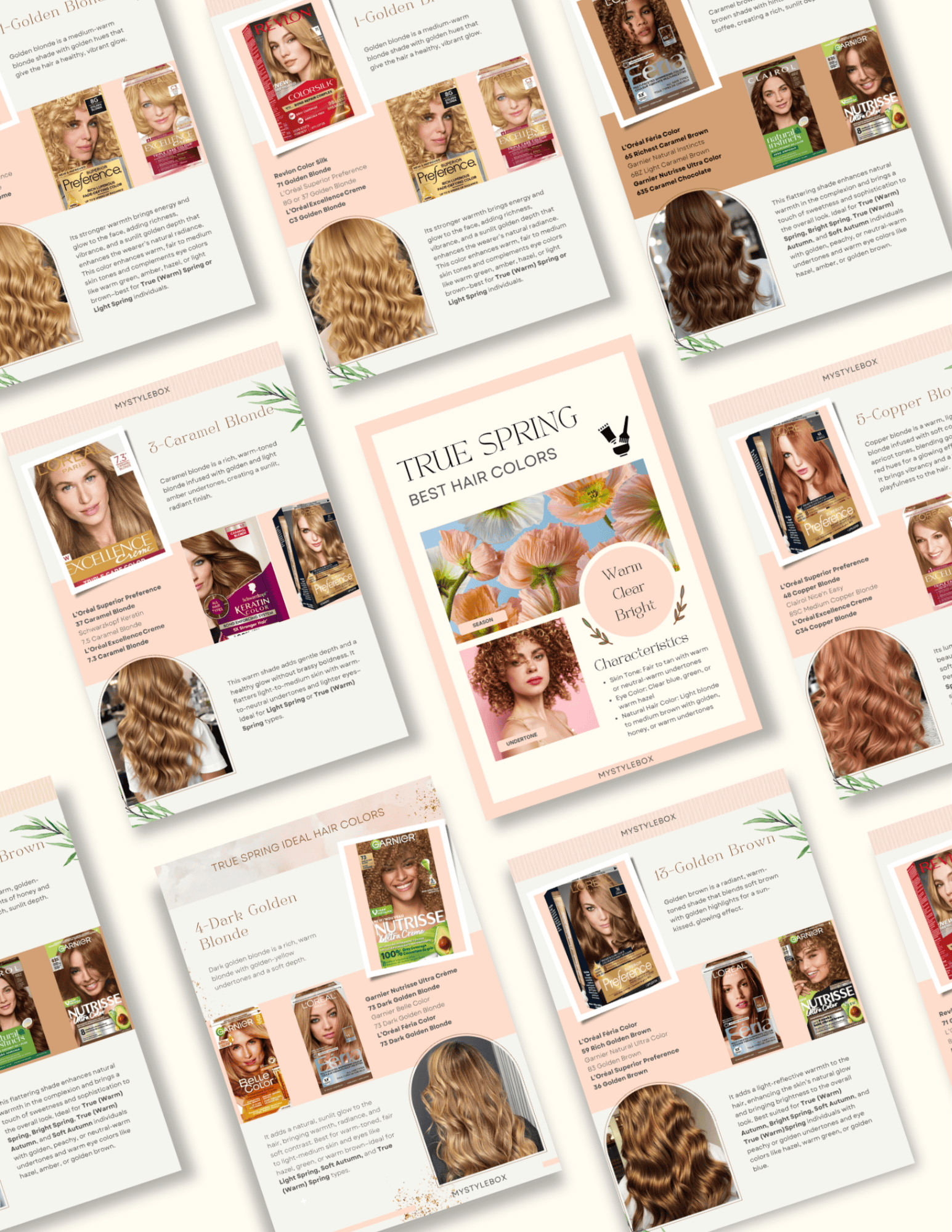 True Spring Digital Color Palette and Hair Color Guide